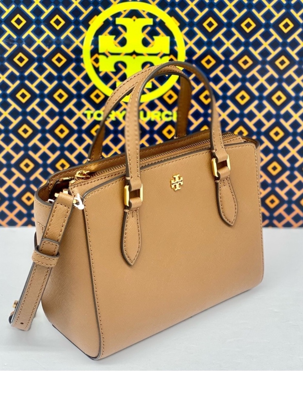 TORY BURCH EMERSON MINI TOP ZIP TOTE LEATHER CROSSBODY SATCHEL